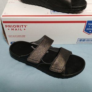 Barefoot Freedom Two Strap Sandals Drew Cruize Black Gold NWOT, 10W